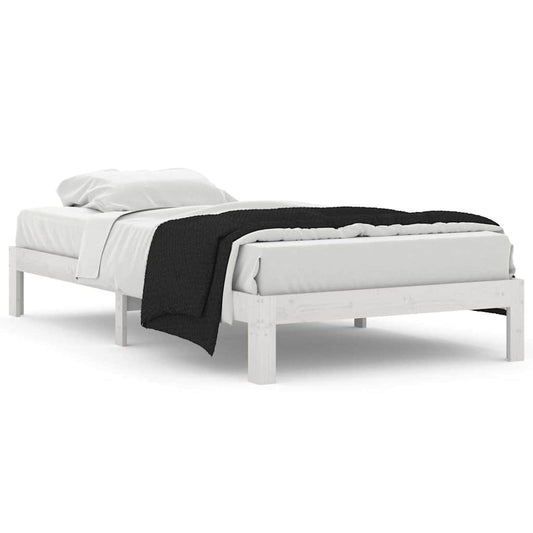 Bed Frame without Mattress White Solid Wood Pine 100x200cm