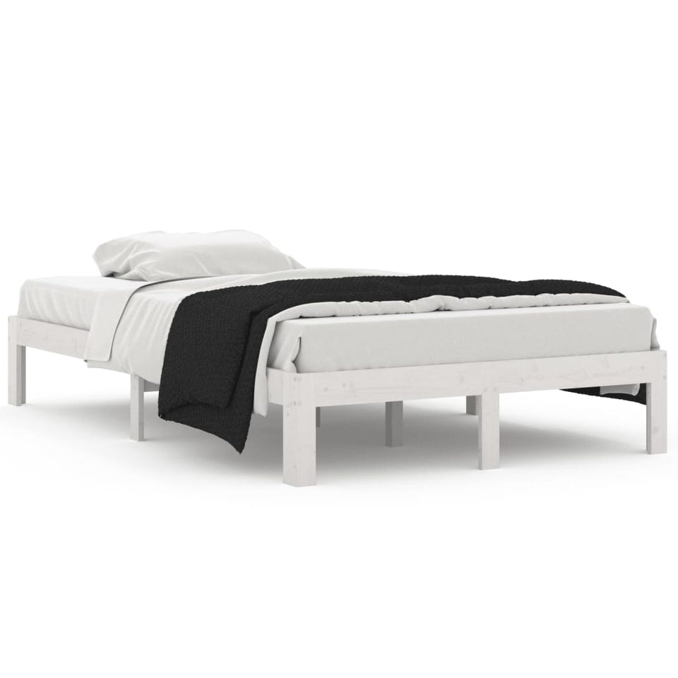 Bed Frame White Solid Wood Pine 120x200 cm