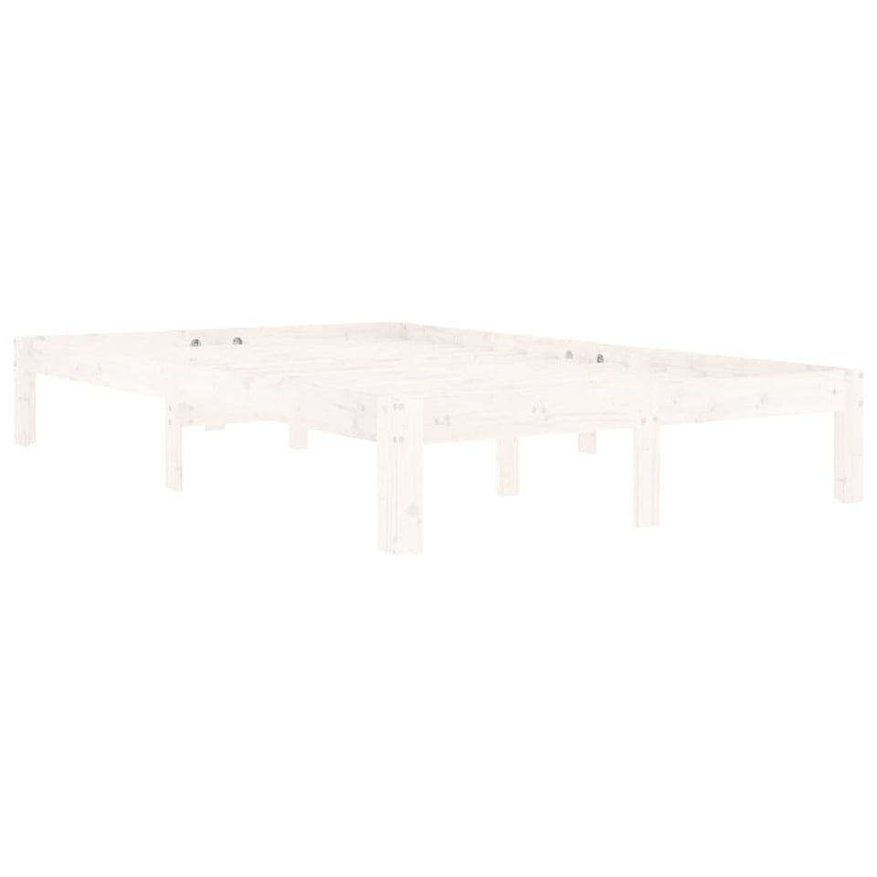 Bed Frame White Solid Wood Pine 120x200 cm