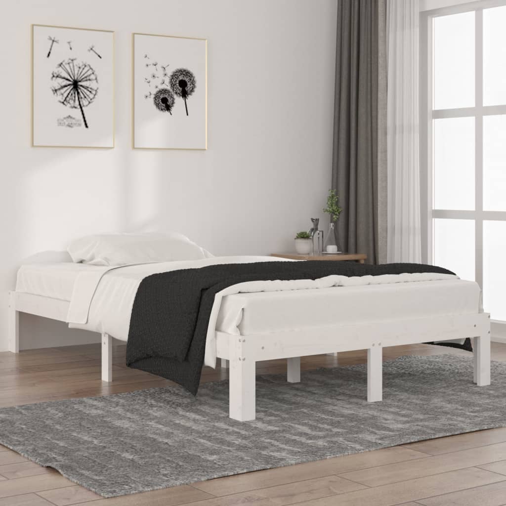 Bed Frame | White | Solid pine wood | 120x200 cm | Durable | Bed Frame