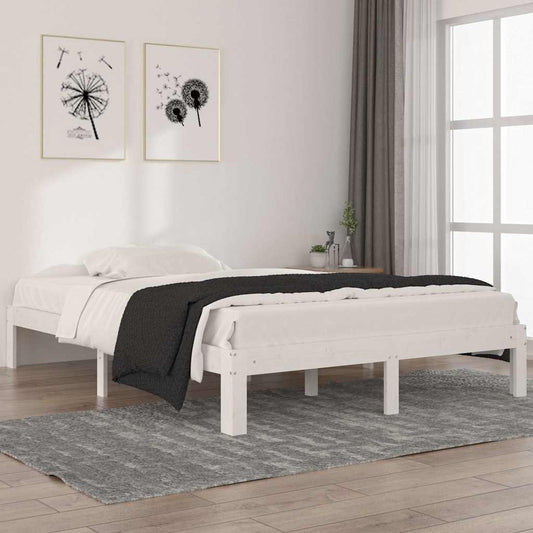 Bed Frame | White | Solid pine wood | 140x200 cm | Durable | Bed Frame