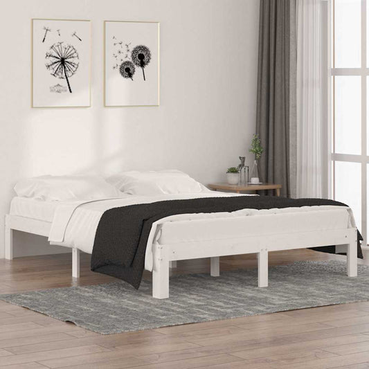 Bed Frame | White | Solid pine wood | King | Durable | Bed Frame