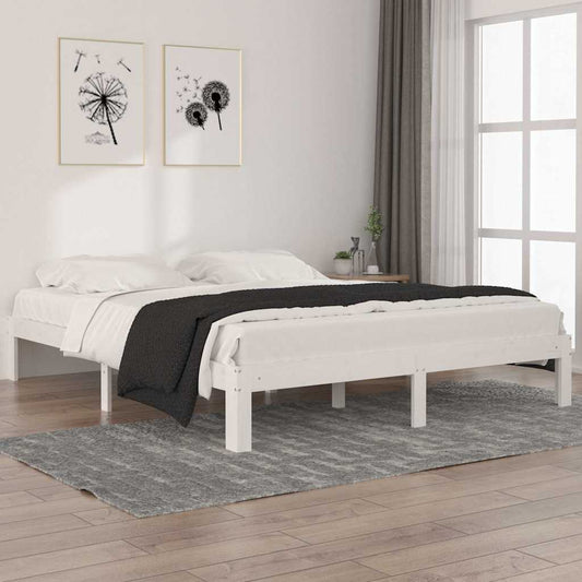 Bed Frame | White | Solid Pine Wood | Double | Bed Frame | Rectangular