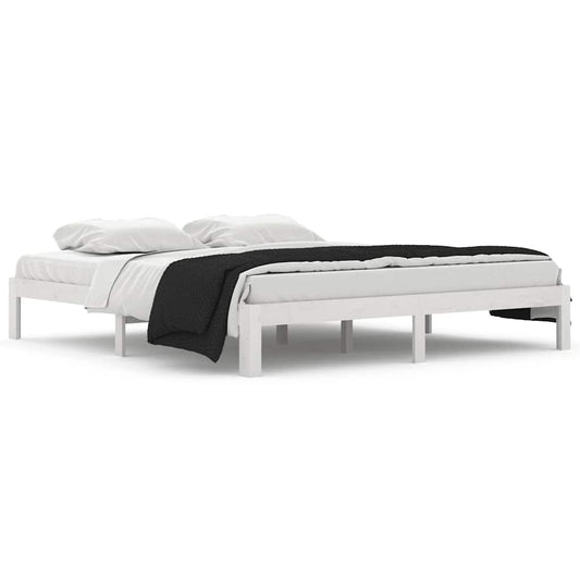 Bed Frame | White | Solid Pinewood, Plywood | Super King | Sturdy
