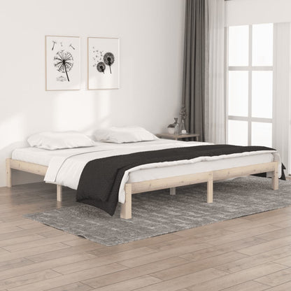 Bed Frame | Natural wood | Solid Pine Wood | Double |  Simplistic