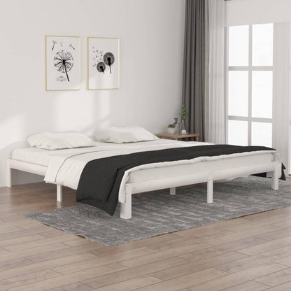 Bed Frame | White | Solid pine wood, Plywood | 200x200 cm | Modern