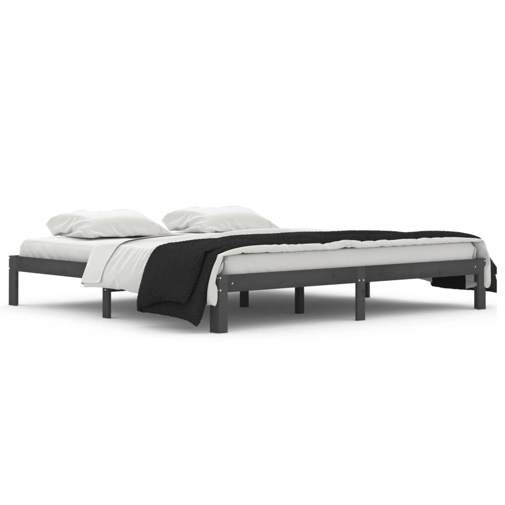 Bed Frame | Grey | Solid pine wood, Plywood slats | Double | Durable