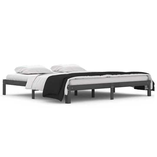 Bed Frame without Mattress Grey Solid Wood Pine 200x200cm