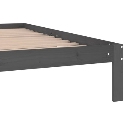 Bed Frame | Grey | Solid pine wood, Plywood slats | Double | Durable