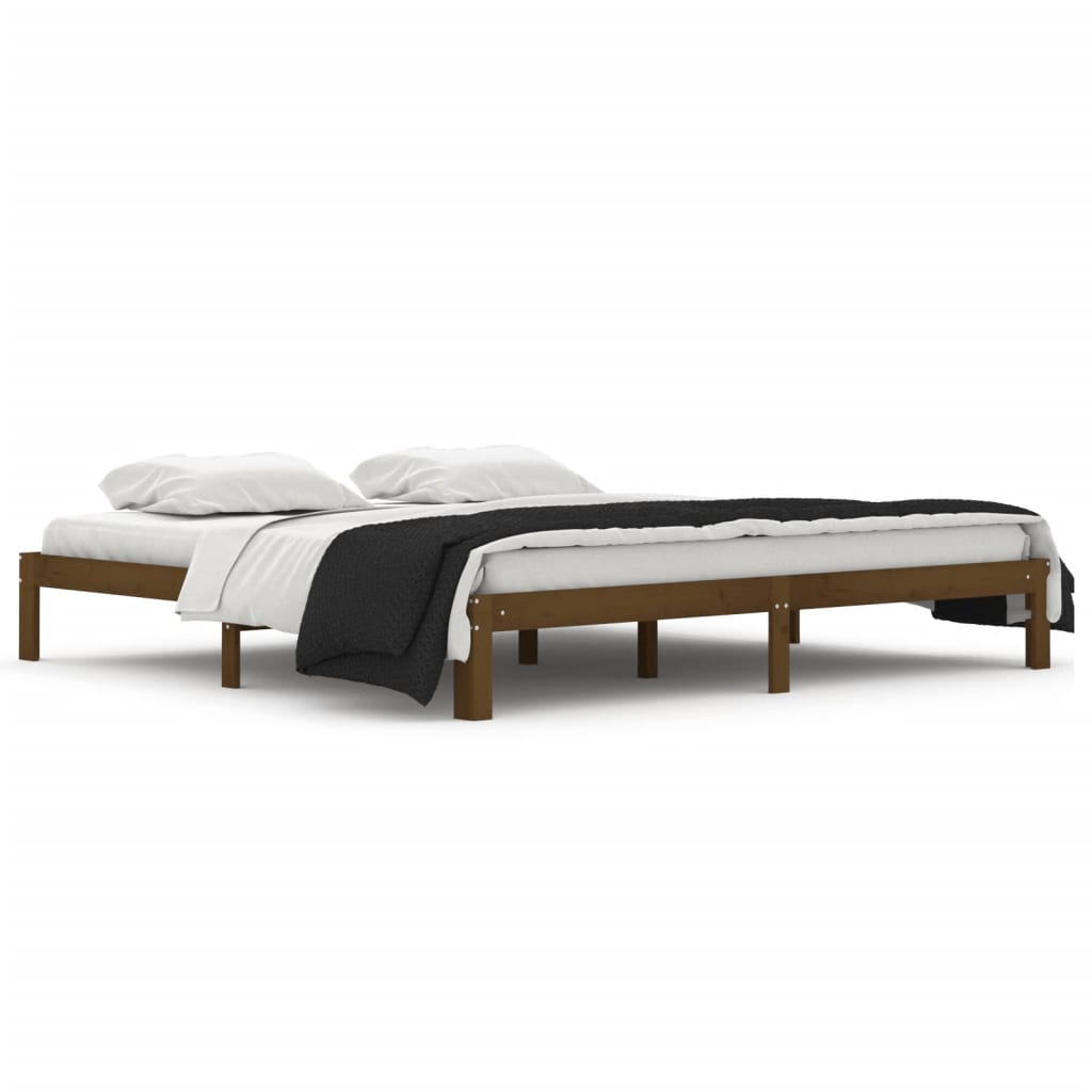 Bed Frame | Honey Brown | Solid pine wood, Plywood | 200x200 cm