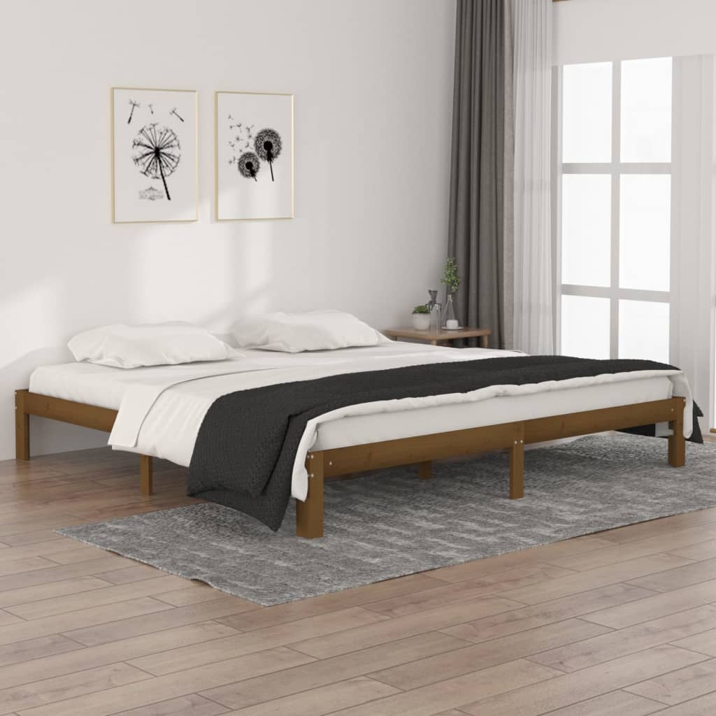 Bed Frame | Honey Brown | Solid pine wood, Plywood | 200x200 cm