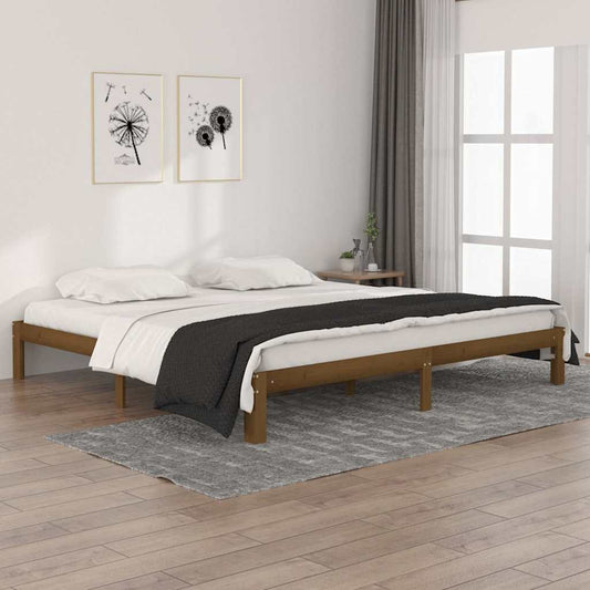Bed Frame without Mattress Honey Brown Solid Wood Pine 200x200cm