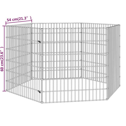 Free Range Animal Enclosure 6-Panel 54x60 cm Galvanised Iron