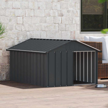 vidaXL Dog House Anthracite Galvanized Steel Large Durable Dog House