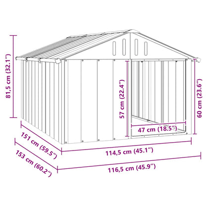 vidaXL Dog House Anthracite Galvanized Steel Large Durable Dog House