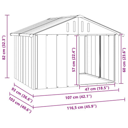Dog House Grey 116.5x103x81.5 cm Galvanised Steel