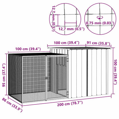 Chicken Cage Grey Galvanized steel 78.7 x 35.8 x 39.4 in