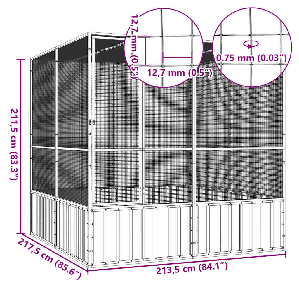 Bird Cage Anthracite Galvanized Steel Large Bird Cage
