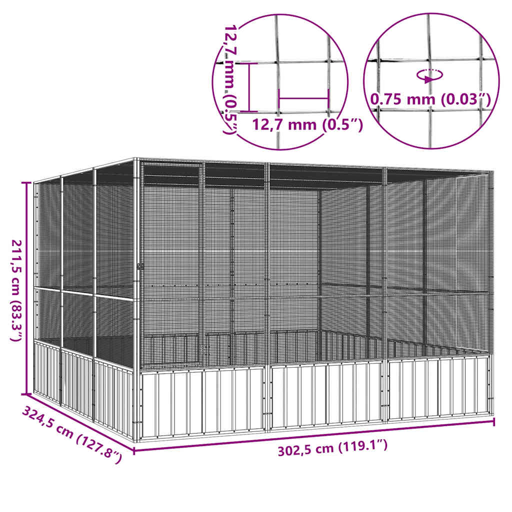 Bird Cage Anthracite Galvanized Steel Large Bird Cage