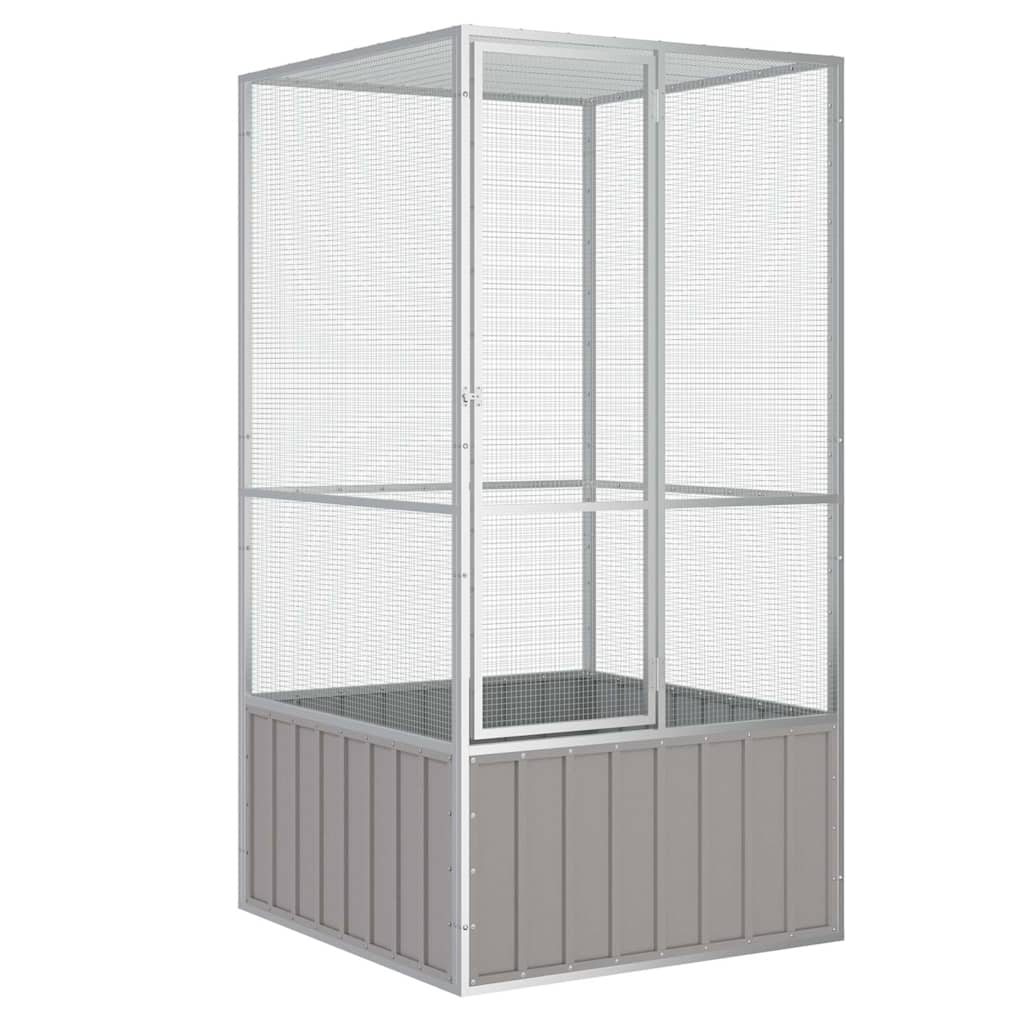 Bird Cage Grey Galvanized Steel Large Bird Cage Rectangular