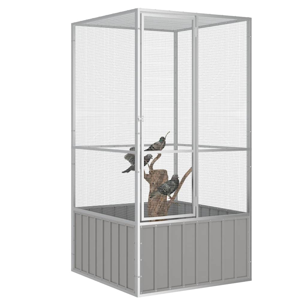 Bird Cage Grey Galvanized Steel Large Bird Cage Rectangular