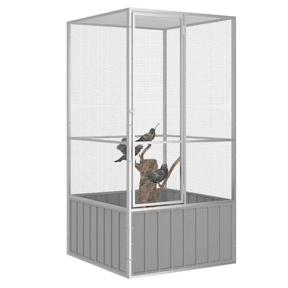 Bird Cage Grey Galvanized Steel Large Bird Cage Rectangular