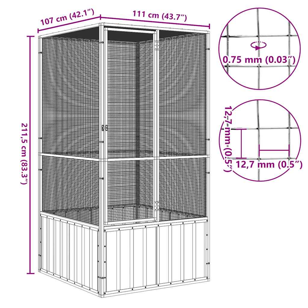 Bird Cage Grey Galvanized Steel Large Bird Cage Rectangular