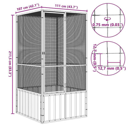 Bird Cage Grey Galvanized Steel Large Bird Cage Rectangular