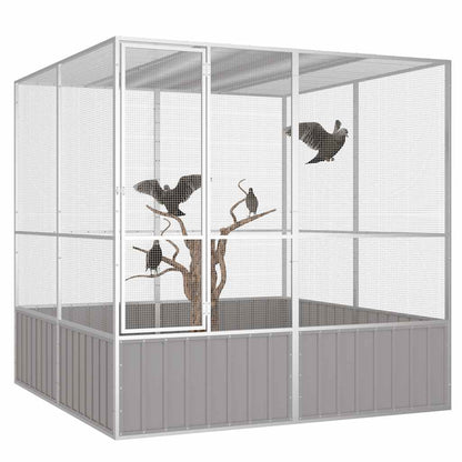 Bird Cage Grey Galvanized Steel Large Bird Cage Rectangular