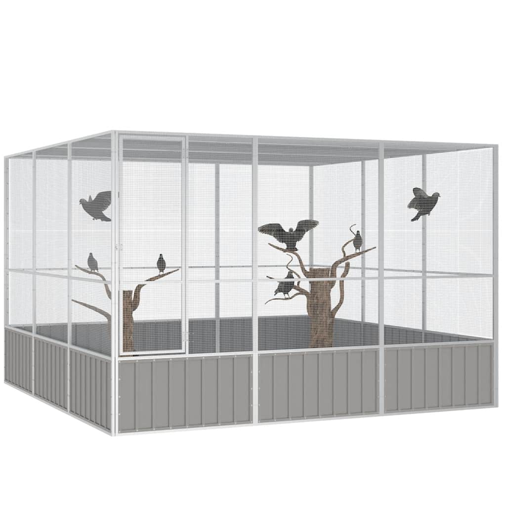 Bird Cage Grey Galvanized Steel Large Bird Cage Rectangular