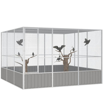 Bird Cage Grey Galvanized Steel Large Bird Cage Rectangular