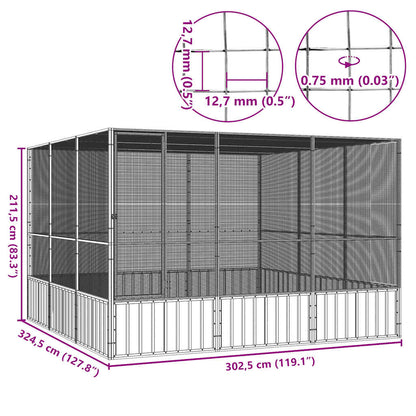 Bird Cage Grey Galvanized Steel Large Bird Cage Rectangular