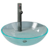 Bathroom Sink with Tap and Push Drain Clear Tempered Glass