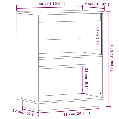 Console Cabinet Grey 60x34x75 cm Solid Wood Pine