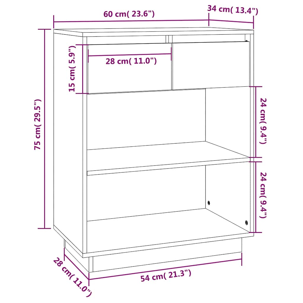 Console Cabinet | Black | Solid Pine Wood | Medium | Console Cabinet
