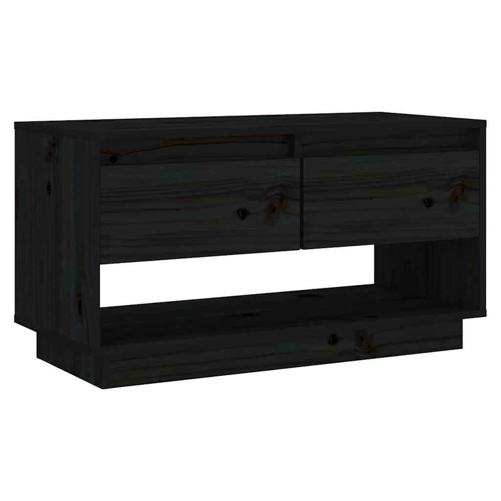 TV Stand | Black | Solid Pine Wood | Medium | TV Stand | Rectangular