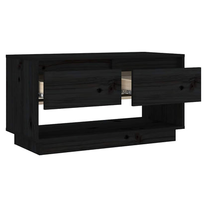 TV Stand | Black | Solid Pine Wood | Medium | TV Stand | Rectangular