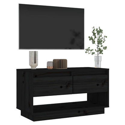 TV Stand | Black | Solid Pine Wood | Medium | TV Stand | Rectangular