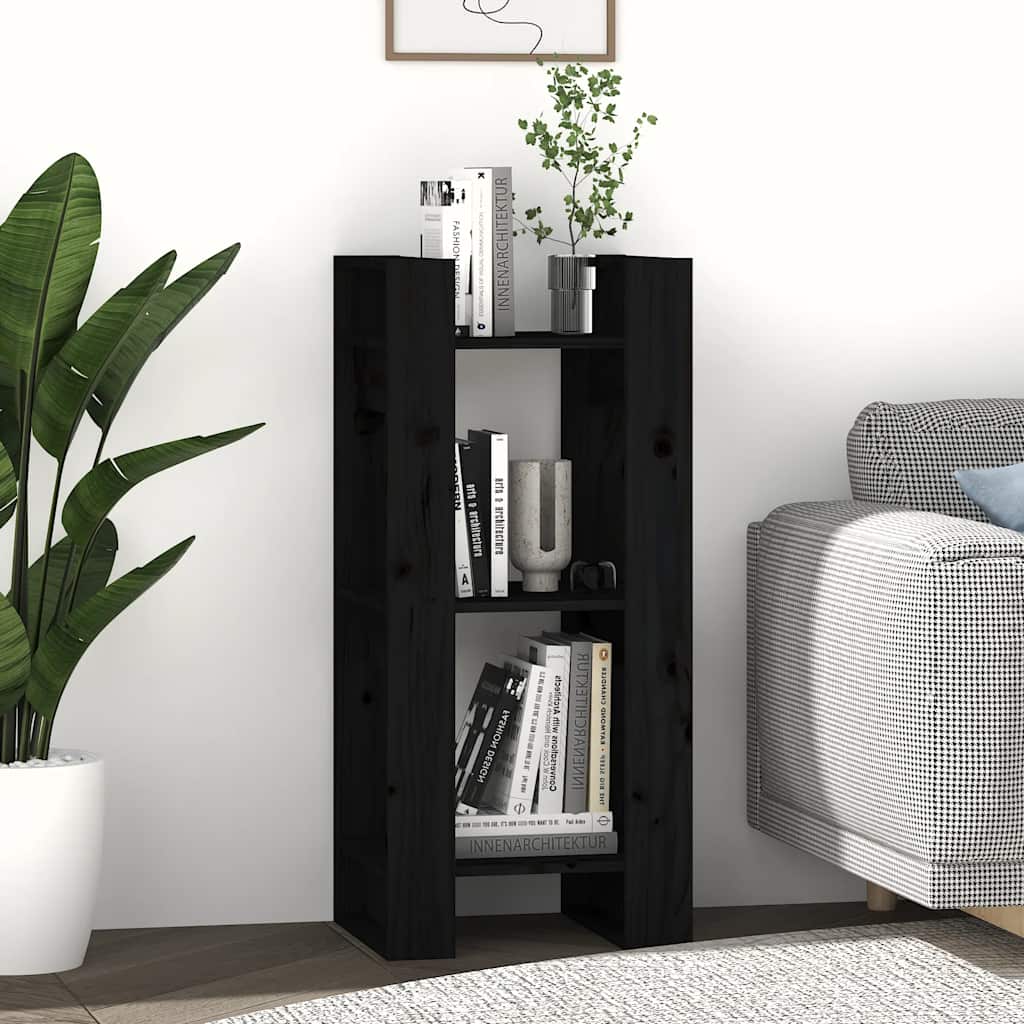 Book Cabinet | Black | Solid pine wood | Compact | Book Cabinet