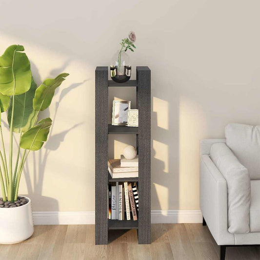 Book Cabinet | Grey | Solid pine wood | 125 cm high | Book Cabinet