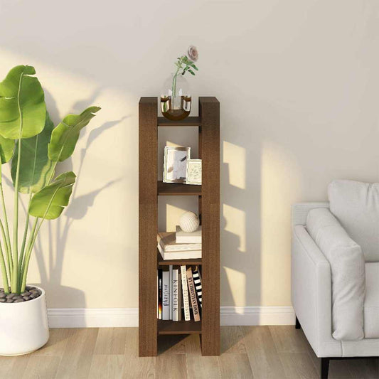 Book Cabinet | Honey brown | Solid pine wood | 125 cm height, 41 cm width