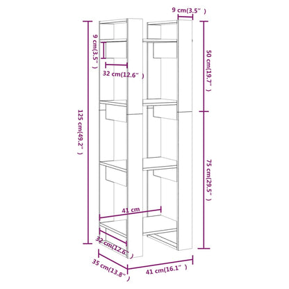 Book Cabinet | Black | Solid Pine Wood | 41x35x125 cm |  Storage