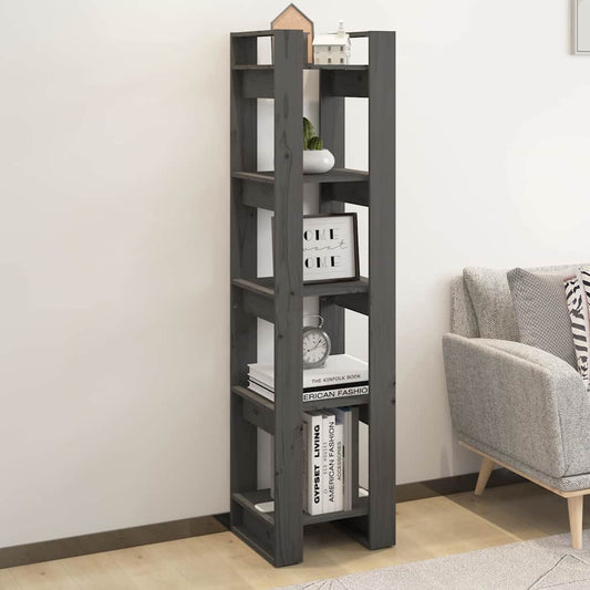 Book Cabinet | Grey | Solid Pine Wood | 160 cm tall | Book Cabinet