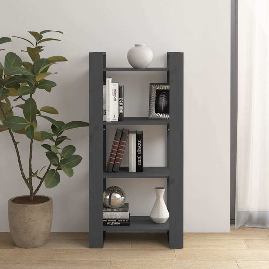 Book Cabinet | Grey | Solid pine wood | 60x35x125 cm | Book Cabinet