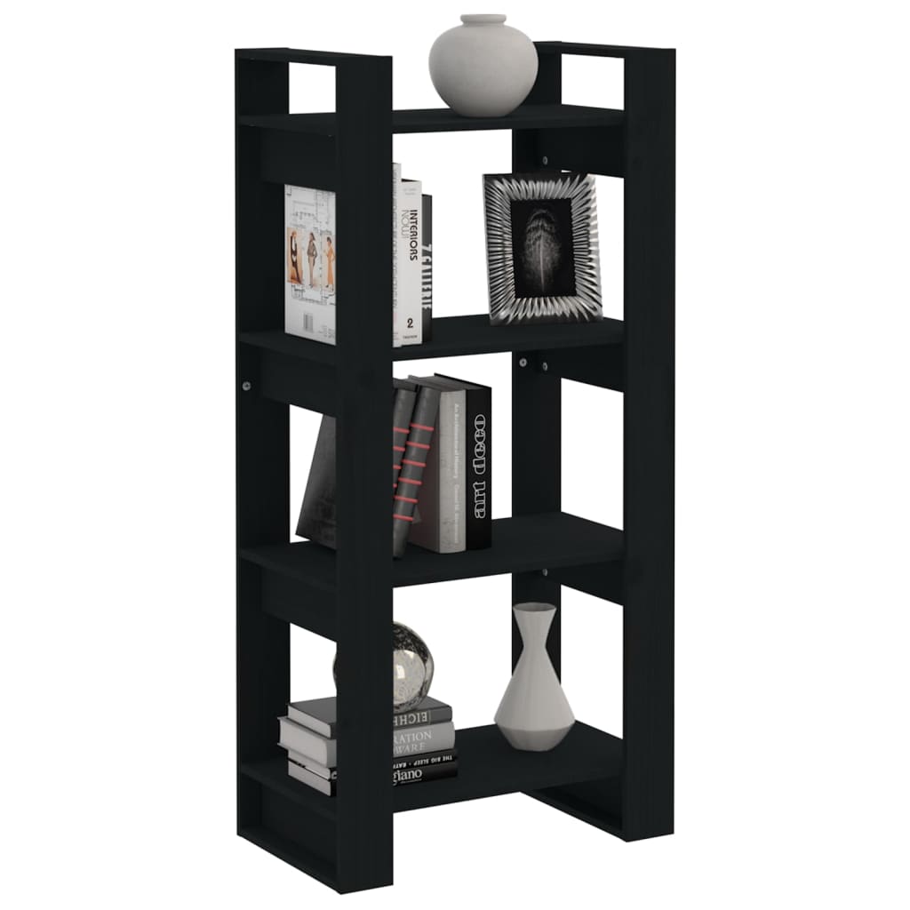 Book Cabinet | Black | Solid pine wood | Medium | Black Book Cabinet