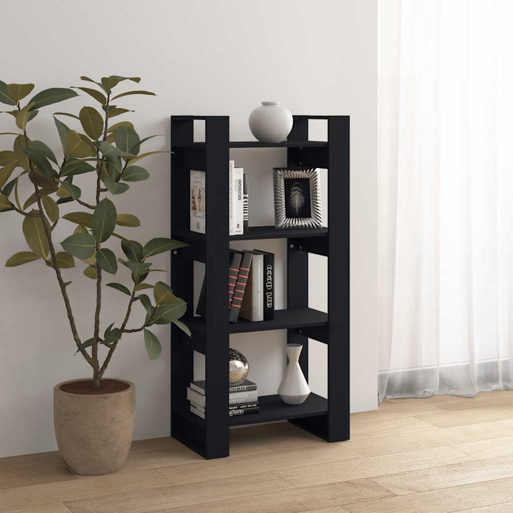 Book Cabinet | Black | Solid pine wood | Medium | Black Book Cabinet