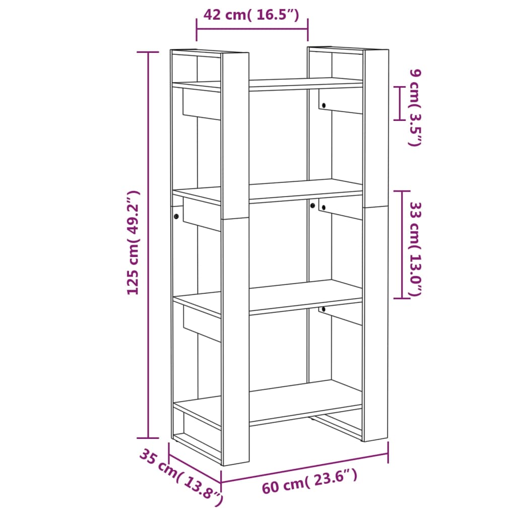 Book Cabinet | Black | Solid pine wood | Medium | Black Book Cabinet