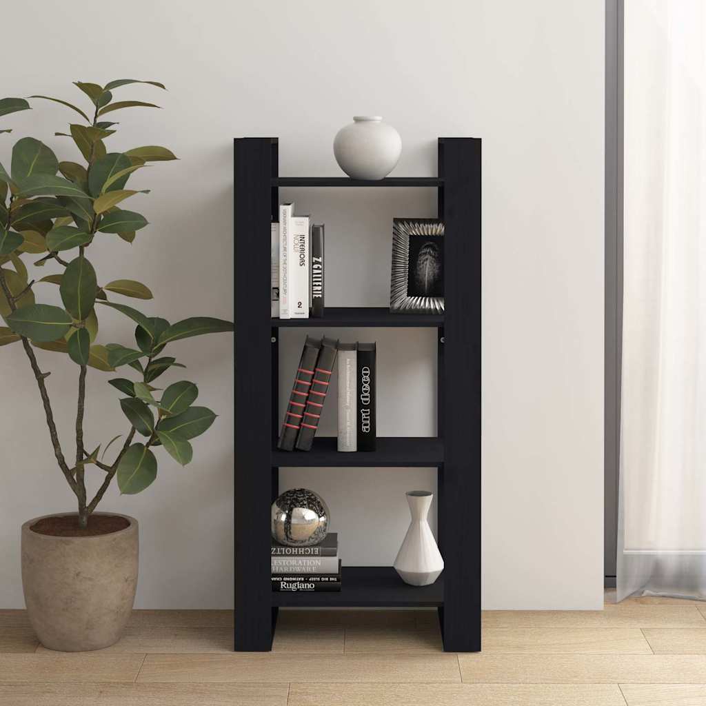 Book Cabinet | Black | Solid pine wood | Medium | Black Book Cabinet