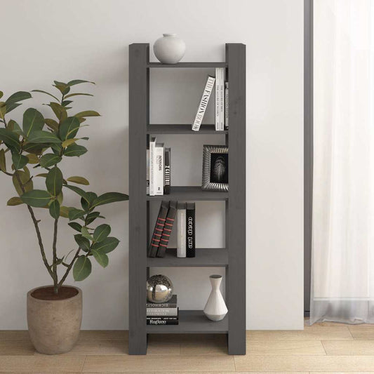 Book Cabinet | Grey | Solid Pine Wood | Medium | Book Cabinet