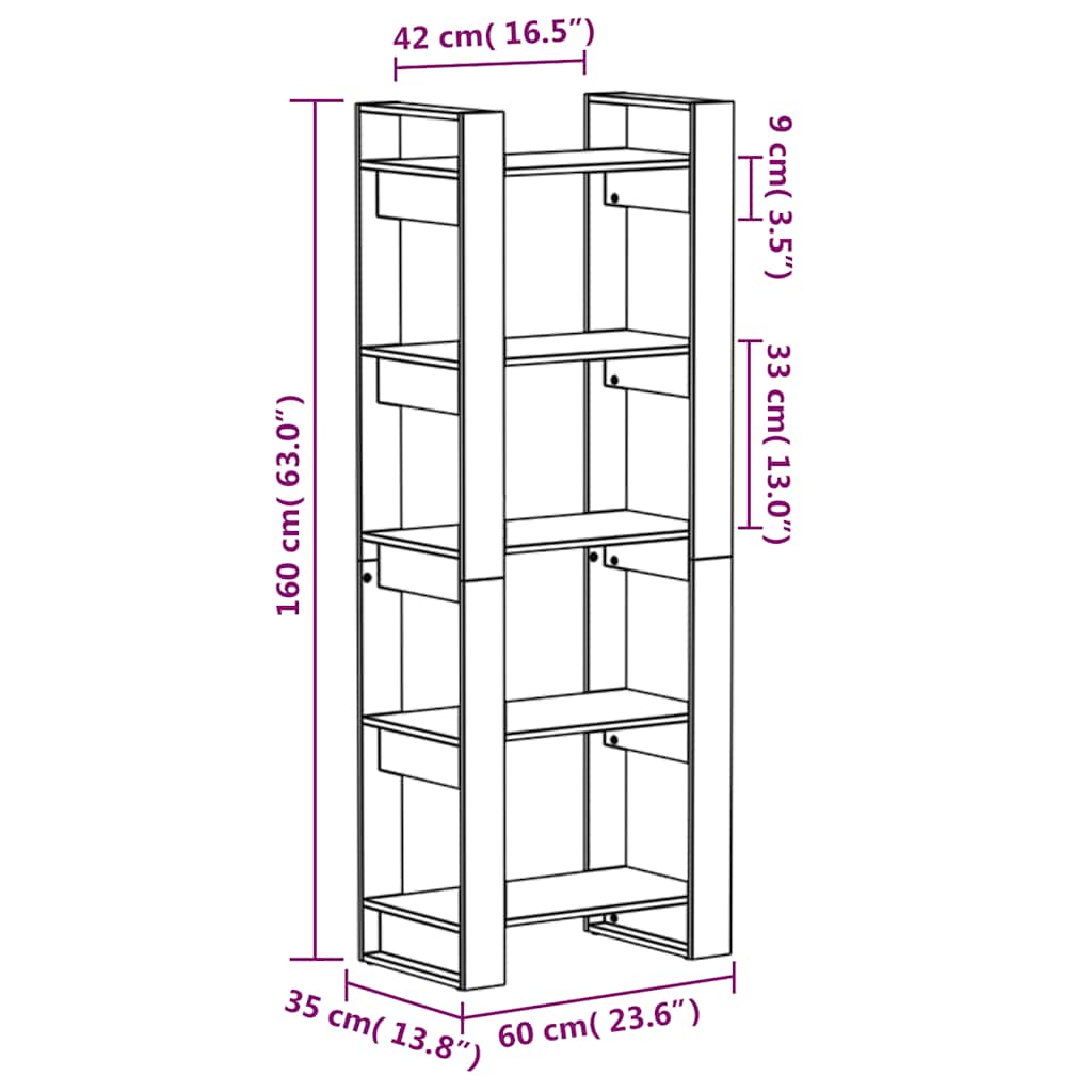 Book Cabinet | Black | Solid pine wood | Medium | Book Cabinet